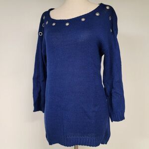 Notations Knit Eyelet 3/4 Sleeve Sweater Size Medium
